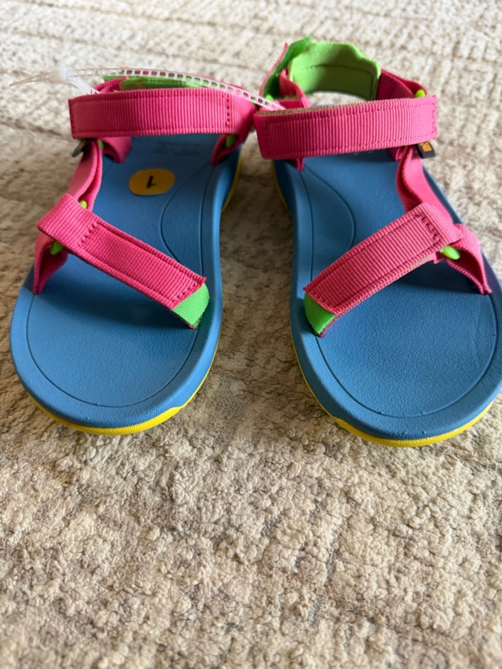 Teva Kids Blue Sandals with Pink and Green Straps - Picture 7 of 7